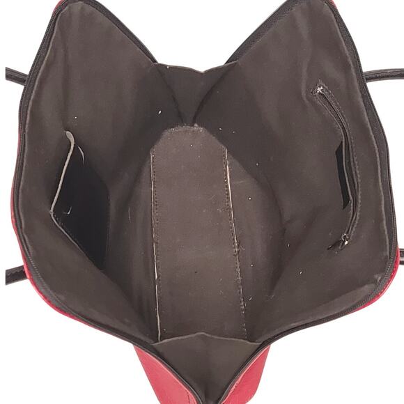 Vera Pelle Tote Shoulder Bag Red Italian Leather - Picture 7 of 7